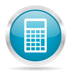 Aufkleber - calculator blue glossy metallic circle modern web icon on white background