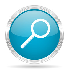 Poster - search blue glossy metallic circle modern web icon on white background