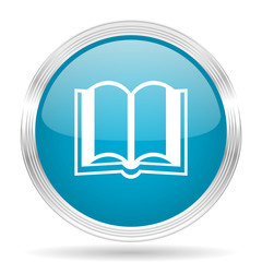 Poster - book blue glossy metallic circle modern web icon on white background