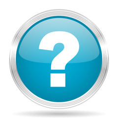 Poster - question mark blue glossy metallic circle modern web icon on white background
