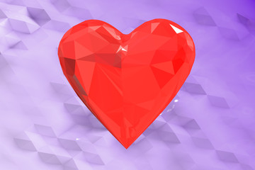 Poster - abstract red low poly heart background