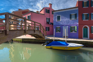 Wall Mural - Beautiful corners of the lagoon of Venice and Burano in the afte