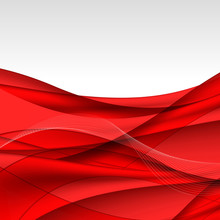 Abstract Red Waves - Data Stream Concept. Vector Illustration
