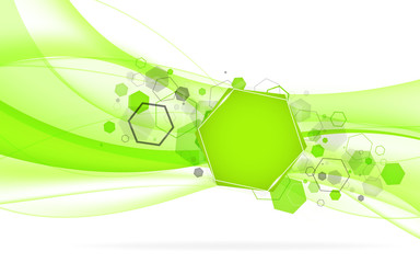 Wall Mural - Abstract green background with hexagon. Vector Illustration