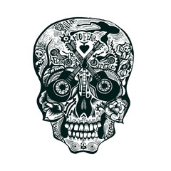 Hand Drawn Skull. Rock style