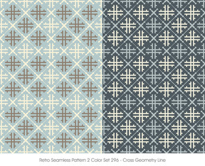 Retro Seamless Pattern 2 Color Set_296 Cross Geometry Line
