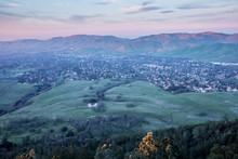 Dusk Over Clayton And Mitchell Canyon From Mount Diablo State Park. Contra Costa County, California, USA.