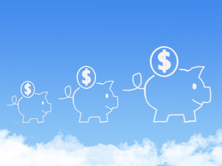 Canvas Print - Piggy bank with cloud shape