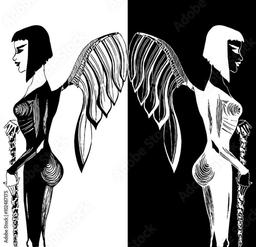 Fotomural Illustration of beatiful dark angel