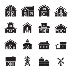 barn & farm building icon set