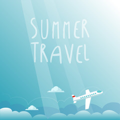 Wall Mural - Summer Travel by Plane. Vector Illustration