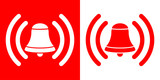 Fototapeta  - Icono plano campana de alarma en rojo y blanco