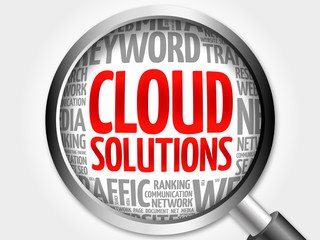 Poster - Cloud Solutions word cloud with magnifying glass, business concept