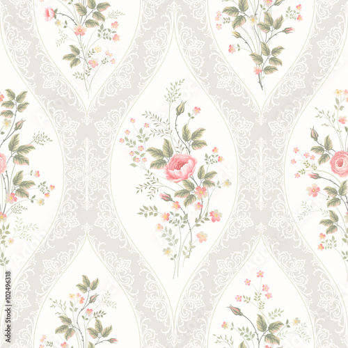 Naklejka na szybę seamless floral pattern with lace and floral bouquet