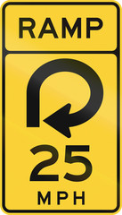 Fototapete - United States MUTCD road sign - Ramp with advisory speed limit