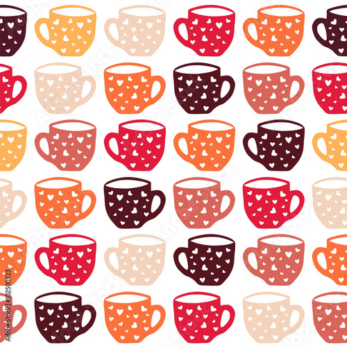 Naklejka - mata magnetyczna na lodówkę Cups seamless pattern