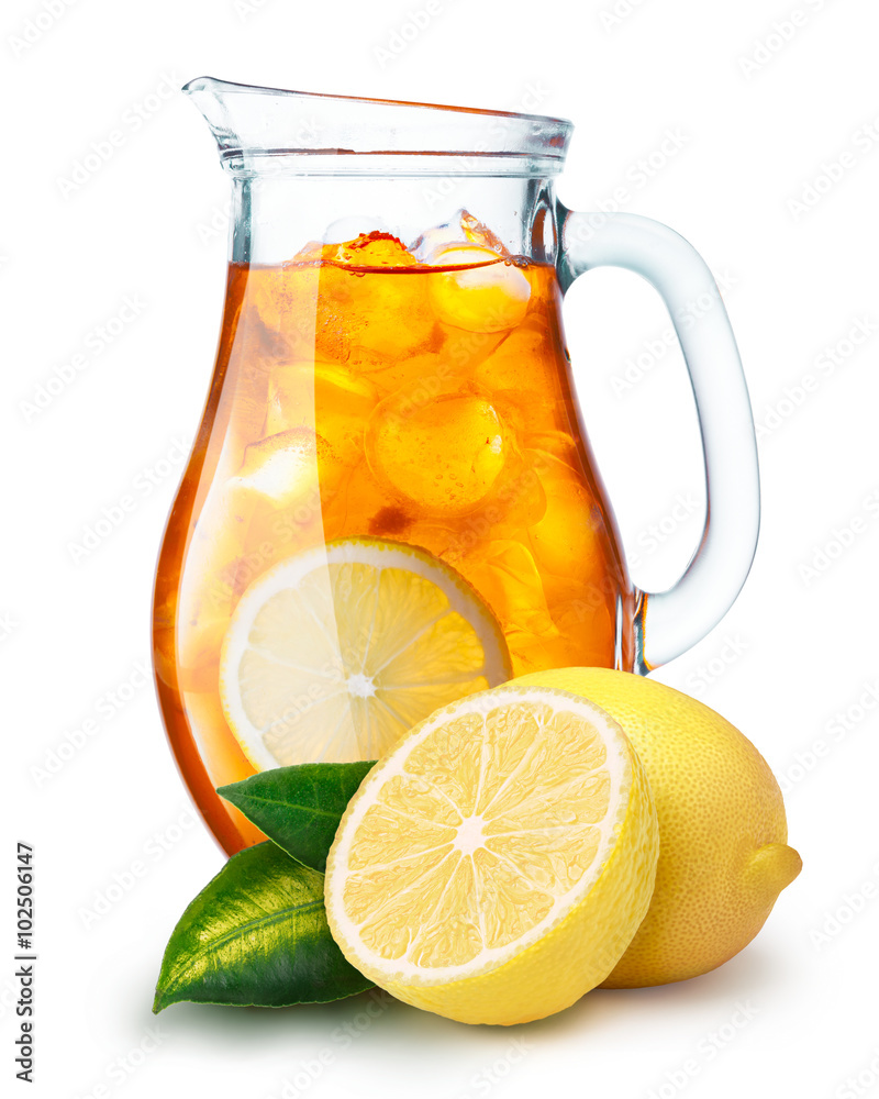 Iced tea in a pitcher Stock Photo | Adobe Stock