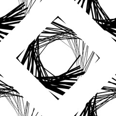 Poster - Seamless pattern of squares with random lines - Repeatable monoc