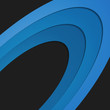 Blue curve circle rings on black space. Vector background