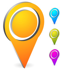 Aufkleber - Map marker, map pin set. Abstract pushpins, thumbtacks. Vector.