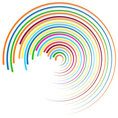 Aufkleber - Random colorful circular, concentric lines abstract element