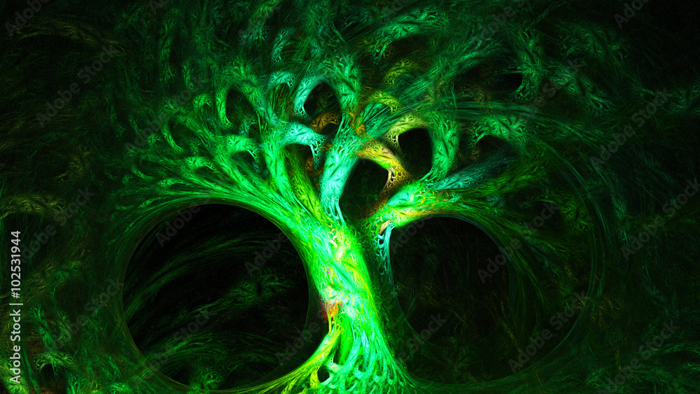 Psychedelic Tree Pattern Abstract image. Mysterious psychedelic tree. Sacred geometry. Fractal ...