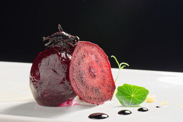 Fine dining appetizer with beetroot