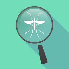 Sticker - Zika virus bearer mosquito  in a magnifier icon