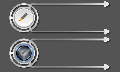 Poster - Silver abstract boxes for your text and pencil