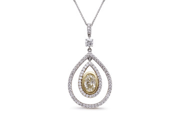 Wall Mural - Gorgeous Yellow Oval Diamond Necklace with Two Teardrop White Diamond Halos