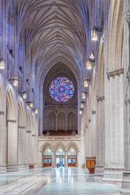 Uncommon Interior View, Facing To The Rear,  Of Washington National Cathedral With Chairs Removed. The Cathedral Was Built With Small Donations During A 97 Year Period.