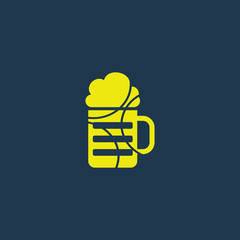 Yellow icon of Beer Mug on dark blue background. Eps.10