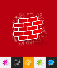 Wall Mural - brick paper sticker with hand drawn elements