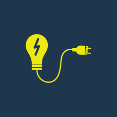 Yellow icon of Idea Bulb on dark blue background. Eps.10