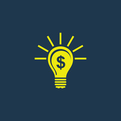 Yellow icon of Idea Bulb on dark blue background. Eps.10