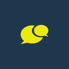 Yellow icon of Comments on dark blue background. Eps.10