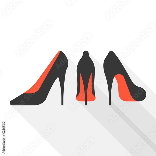 Fotografía Vector woman high heels with long shadow, flat design