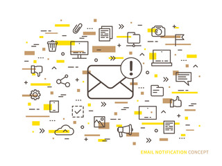 Fototapete - Linear e-mail notification (mail notice, advice, note) vector illustration. Mail notice (envelope, correspondence, mobile web technology) creative concept. 