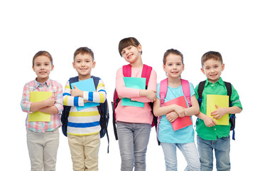 Poster - happy children with school bags and notebooks