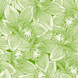Green and white orchid drawing seamless pattern