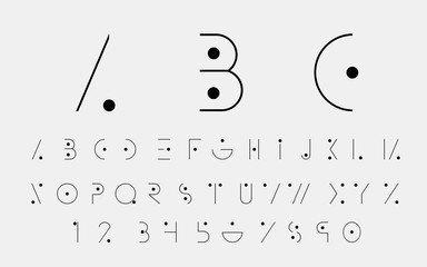 Wall Mural - Black alphabetic fonts and numbers with black points. Vector eps10 illustrator.