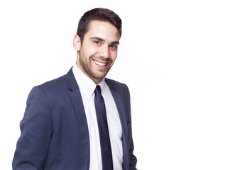 Handsome business man standing on white background