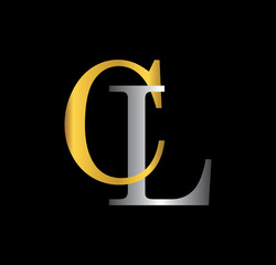 CL initial letter with gold and silver