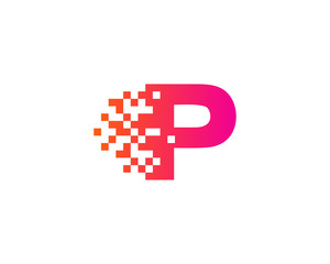Wall Mural - Letter P Pixel Motion Logo Design Template