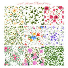 Wall Mural - Watercolor Floral Seamless Pattern