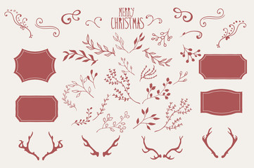 Wall Mural - Hand Drawn Design Elements for Christmas Cards
