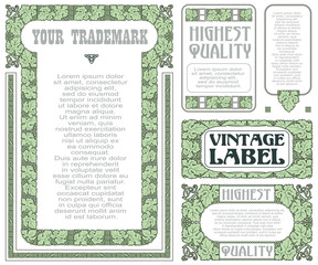 Wall Mural - Vector vintage style labels with grapes for decoration and desig
