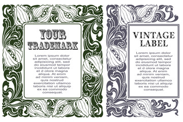 Wall Mural - Vector set. Romantic label with flowers.