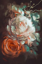 Bouquet Of Roses With Oil Painting Style