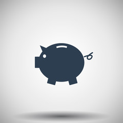Wall Mural - Flat black Piggy Bank icon